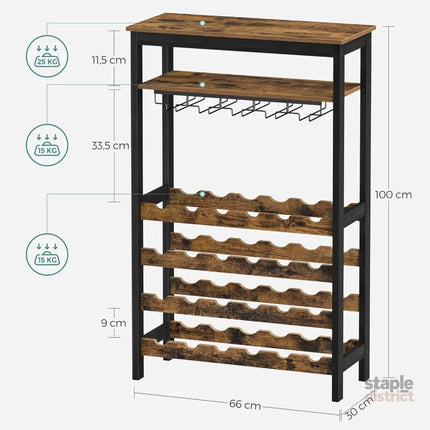 CARLA HOME Large Wine Rack with Glass Holder, Metal Designed Bottle Holder and Wood Countertop up to Wine & Champagne Bottles-2050057501793193987