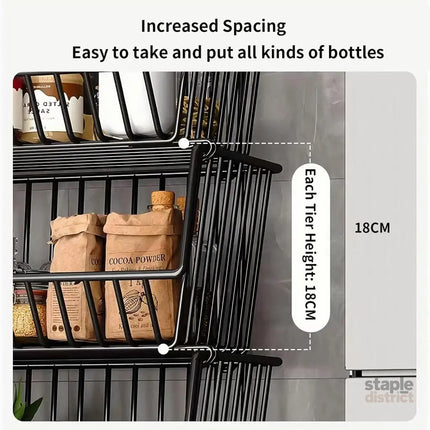 CARLA HOME Metal 5-Tier Rolling Vegetable and Fruit Basket Cart Stand for Kitchen-2042061545592197125