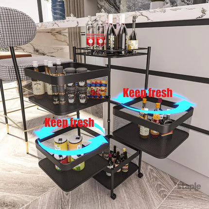 CARLA HOME Metal 5-Tier Rolling Vegetable and Fruit Basket Cart Stand for Kitchen & Storage-2050057502200041475