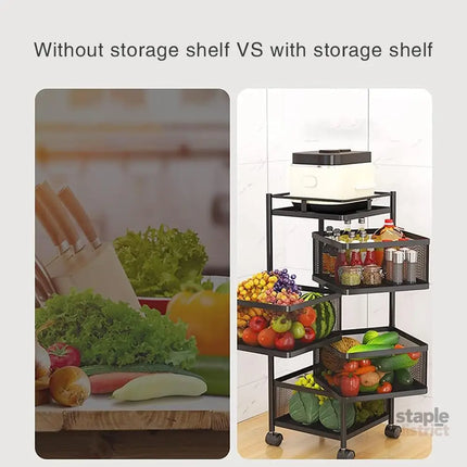 CARLA HOME Metal 5-Tier Rolling Vegetable and Fruit Basket Cart Stand for Kitchen & Storage-2050057502200041477