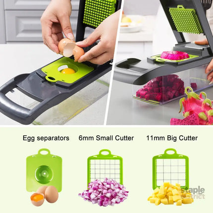 CARLA HOME Multifunctional Mandoline Vegetable Chopper 16-in-1 with Stainless Steel Blades, Storage Container & Hand Guard for Fruits & Veggies-2050057514283831300