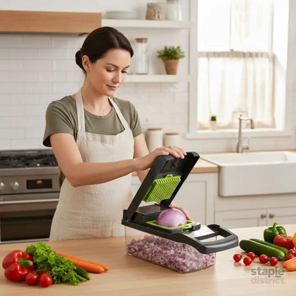 CARLA HOME Multifunctional Mandoline Vegetable Chopper 16-in-1 with Stainless Steel Blades, Storage Container & Hand Guard for Fruits & Veggies-2050057514283831297