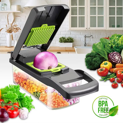 CARLA HOME Multifunctional Mandoline Vegetable Chopper 16-in-1 with Stainless Steel Blades, Storage Container & Hand Guard for Fruits & Veggies-2050057514283831299