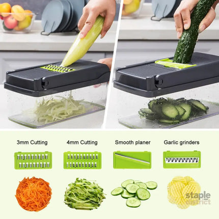 CARLA HOME Multifunctional Mandoline Vegetable Chopper 16-in-1 with Stainless Steel Blades, Storage Container & Hand Guard for Fruits & Veggies-2050057514283831301