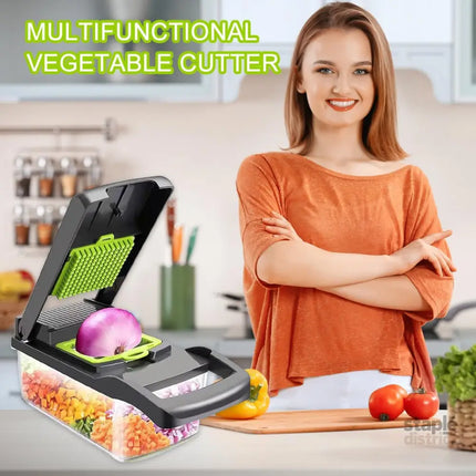 CARLA HOME Multifunctional Mandoline Vegetable Chopper 16-in-1 with Stainless Steel Blades, Storage Container & Hand Guard for Fruits & Veggies-2050057514283831303