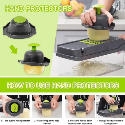 CARLA HOME Multifunctional Mandoline Vegetable Chopper 16-in-1 with Stainless Steel Blades, Storage Container & Hand Guard for Fruits & Veggies-2050057514283831302