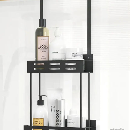 CARLA HOME Over the Door 2-tier Shower Caddy Organizer Shelf with Hooks for Bathroom-2042061549211881472