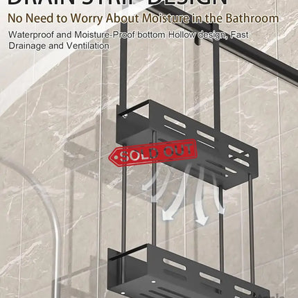 CARLA HOME Over the Door 2-tier Shower Caddy Organizer Shelf with Hooks for Bathroom-2042061549211881476