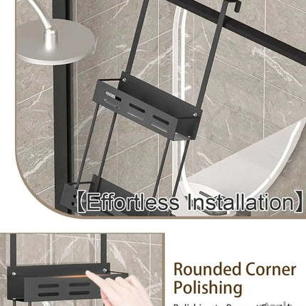 CARLA HOME Over the Door 2-tier Shower Caddy Organizer Shelf with Hooks for Bathroom-2042061549211881477