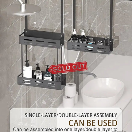 CARLA HOME Over the Door 2-tier Shower Caddy Organizer Shelf with Hooks for Bathroom-2042061549211881474