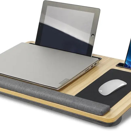 CARLA HOME Oversized Portable Lap Desk with Cushion,Mouse Pad, Tablet and Phone Holder which Fits Up to 17 Inch Laptops for Bed or Sofa (Brown)-2042061551623606272