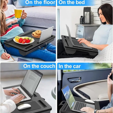CARLA HOME Oversized Portable Lap Desk with Cushion,Mouse Pad, Tablet and Phone Holder which Fits Up to 17 Inch Laptops for Bed or Sofa (Brown)-2042061551623606278