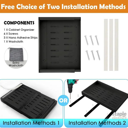 CARLA HOME Pack Pull Out Cabinet Organizer Expandable for Cabinets with Adjustable Slide Out Shelves and Easy Installation (Black)-2042061543662817287