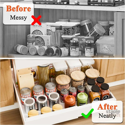 CARLA HOME Pack Pull Out Cabinet Organizer Expandable for Cabinets with Adjustable Slide Out Shelves and Easy Installation (White)-2042061543859949571