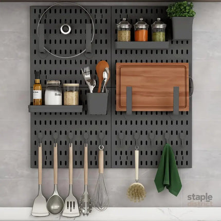 CARLA HOME Pegboard Wall Organizer Kit – 2 Black Modular Pegboards with 10 Accessories for Office, Gaming & Home Storage-2050057502959210501
