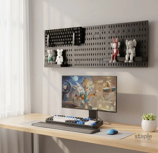 CARLA HOME Pegboard Wall Organizer Kit with 3 Modular Black Panels & 17 Accessories for Gaming, Office & Craft Storage-2050057503160537089