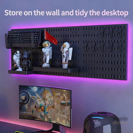 CARLA HOME Pegboard Wall Organizer Kit with 3 Modular Black Panels & 17 Accessories for Gaming, Office & Craft Storage-2050057503160537091