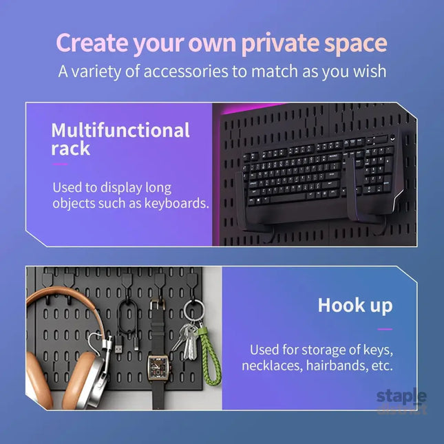CARLA HOME Pegboard Wall Organizer Kit with 3 Modular Black Panels & 17 Accessories for Gaming, Office & Craft Storage-2050057503160537090