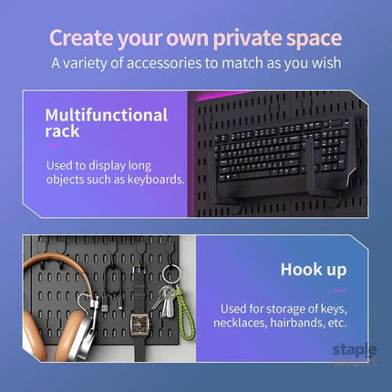 CARLA HOME Pegboard Wall Organizer Kit with 3 Modular Black Panels & 17 Accessories for Gaming, Office & Craft Storage-2050057503160537090