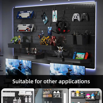 CARLA HOME Pegboard Wall Organizer Kit with 3 Modular Black Panels & 17 Accessories for Gaming, Office & Craft Storage-2050057503160537094