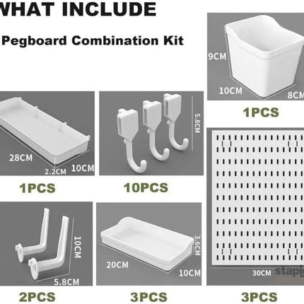 CARLA HOME Pegboard Wall Organizer Kit with 3 Modular Panels & 17 Accessories for Office, Gaming & Craft Storage-2050057502783049729