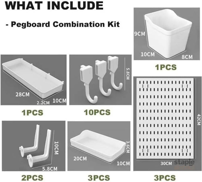 CARLA HOME Pegboard Wall Organizer Kit with 3 Modular Panels & 17 Accessories for Office, Gaming & Craft Storage-2050057502783049729