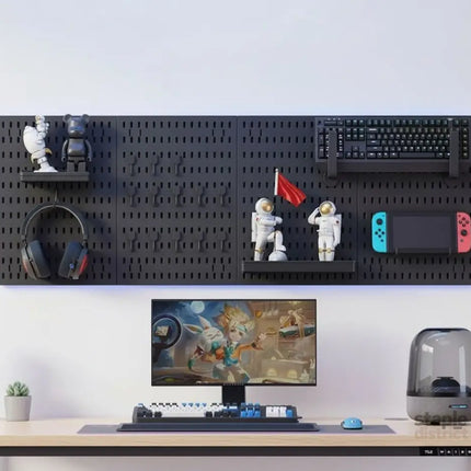 CARLA HOME Pegboard Wall Organizer Kit with 4 Modular Black Pegboards & 19 Accessories for Gaming, Office & Craft Storage (Black)-2050057503332503552