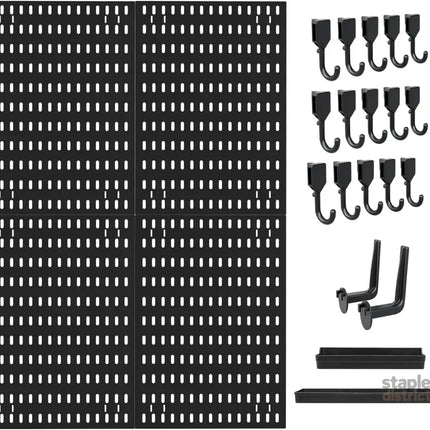 CARLA HOME Pegboard Wall Organizer Kit with 4 Modular Black Pegboards & 19 Accessories for Gaming, Office & Craft Storage (Black)-2050057503332503561