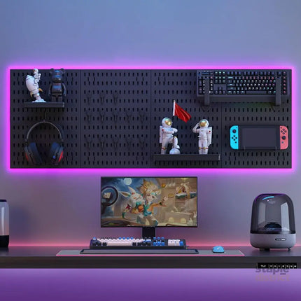 CARLA HOME Pegboard Wall Organizer Kit with 4 Modular Black Pegboards & 19 Accessories for Gaming, Office & Craft Storage (Black)-2050057503332503553