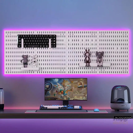 CARLA HOME Pegboard Wall Organizer Kit with 4 Modular Black Pegboards & 19 Accessories for Gaming, Office & Craft Storage (White)-2050057503500275712