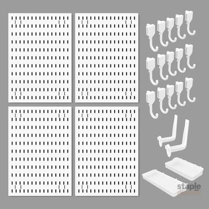 CARLA HOME Pegboard Wall Organizer Kit with 4 Modular Black Pegboards & 19 Accessories for Gaming Office & Craft