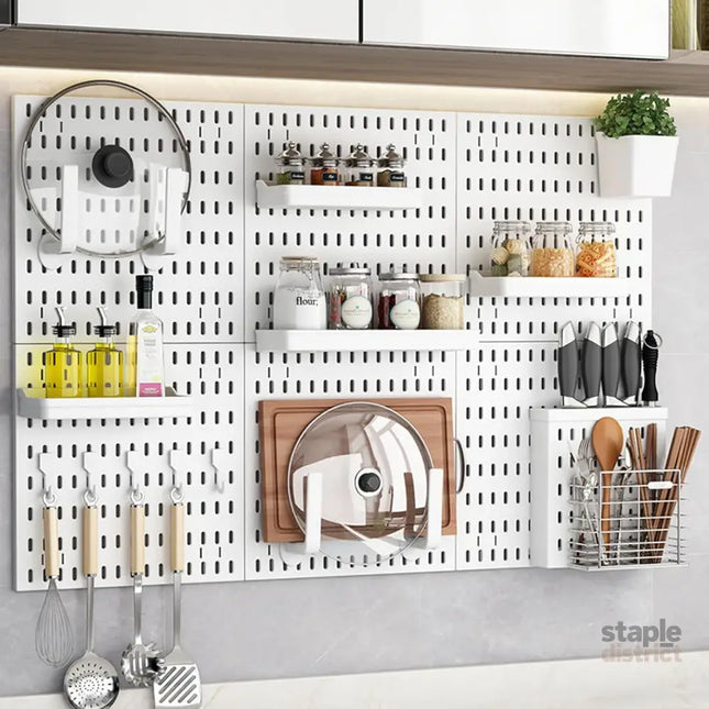 CARLA HOME Pegboard Wall Organizer Kit with 6 Modular Pegboards & 21 Accessories for Kitchen, Office, Gaming & Craft Storage-2050057502606888962
