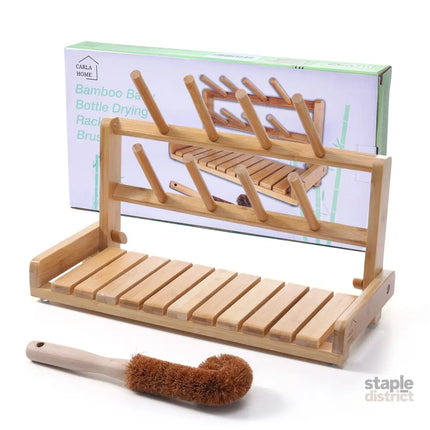 CARLA HOME Portable Bamboo Baby Bottle Drying Rack-2042061545344733184