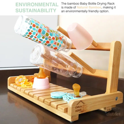 CARLA HOME Portable Bamboo Baby Bottle Drying Rack-2042061545344733185