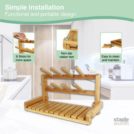 CARLA HOME Portable Bamboo Baby Bottle Drying Rack-2042061545344733187