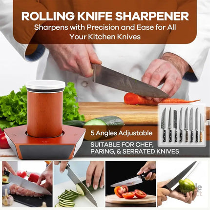 CARLA HOME Rolling Knife Sharpener Kit with 5 Magnetic Angles (12°/15°/17°/19°/22°) for Chef & Home Kitchen Use-2050057507501641732