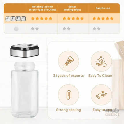 CARLA HOME Rotating Spice Rack Organizer with 20 Glass Jars for Kitchen Countertop-2042061548683399170