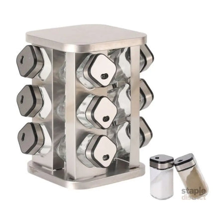 CARLA HOME Rotating Spice Rack Organizer with 20 Glass Jars for Kitchen Countertop-2042061548683399168