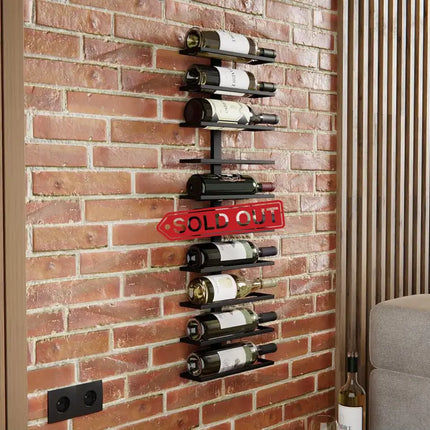 CARLA HOME Set 2 Pcs Metal Wall Mount Wine Rack for Wine Bottles, Liquor, Champagne (Holds 10 Bottles)-2042061568388239363