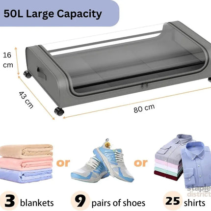 CARLA HOME Set 2 Pcs XXL Under Bed Rolling Storage Containers with 50L Large Capacity and Wheels-2042061558271578113