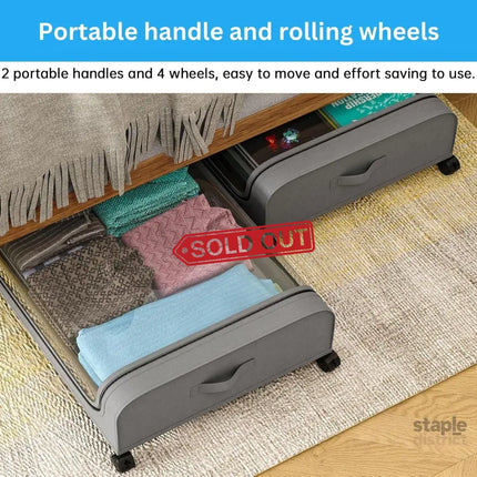 CARLA HOME Set 2 Pcs XXL Under Bed Rolling Storage Containers with 50L Large Capacity and Wheels-2042061558271578115