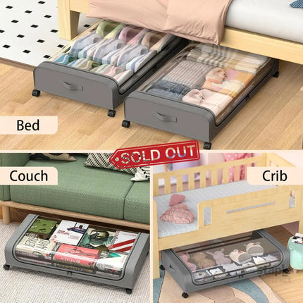 CARLA HOME Set 2 Pcs XXL Under Bed Rolling Storage Containers with 50L Large Capacity and Wheels-2042061558271578118