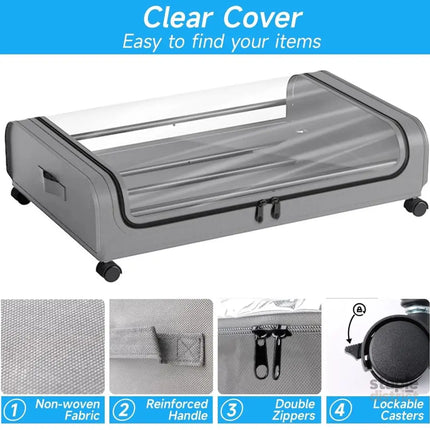 CARLA HOME Set 2 Pcs XXL Under Bed Rolling Storage Containers with 50L Large Capacity and Wheels-2042061558271578116