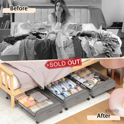 CARLA HOME Set 2 Pcs XXL Under Bed Rolling Storage Containers with 50L Large Capacity and Wheels-2042061558271578117