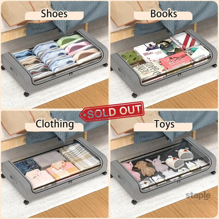 CARLA HOME Set 2 Pcs XXL Under Bed Rolling Storage Containers with 50L Large Capacity and Wheels-2042061558271578119