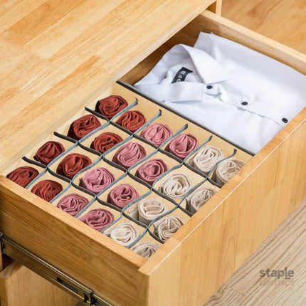 CARLA HOME Set of 2 Fabric Drawer Organizer Divider Storage Boxes for Storing Socks, Underwear, Ties, Scarves (Beige)-2042061534661840898