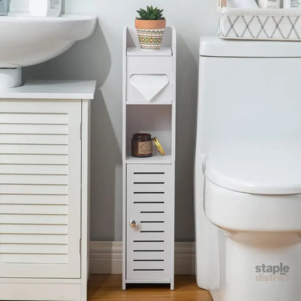 CARLA HOME Slim Bathroom Cabinet with Toilet Paper Holder for Toilet or Laundry Room-2050057506557923329