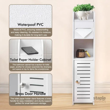 CARLA HOME Slim Bathroom Cabinet with Toilet Paper Holder for Toilet or Laundry Room-2050057506557923334