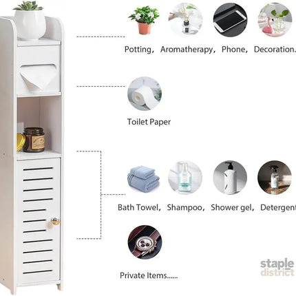 CARLA HOME Slim Bathroom Cabinet with Toilet Paper Holder for Toilet or Laundry Room-2050057506557923333