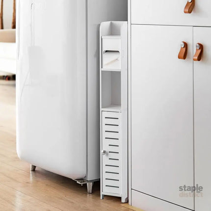 CARLA HOME Slim Bathroom Cabinet with Toilet Paper Holder for Toilet or Laundry Room-2050057506557923332